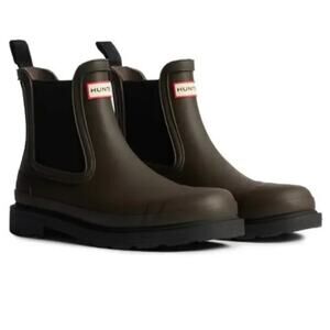 Hunter Commando Waterproof Chelsea Boots Pull On Black Womens Size US 10 EU 42